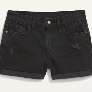 Old Navy Mid-Rise Boyfriend Ripped Distressed Black
Denim Jean Shorts Size 14